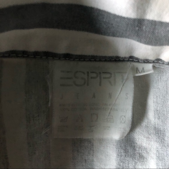 VTG Esprit Womens SzM GrayWhite Striped Drop Shoulder Boxy Jean Jacket, 90s, 80s - Picture 12 of 12
